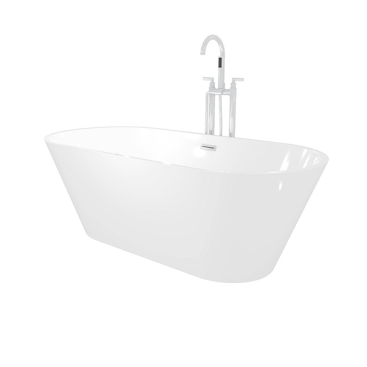 FREISTEHENDE Badewanne Wanne F11 170x80cm Luftmassage Armatur AF03 - Weiß, Glas/Kunststoff (80/58/170cm) - AcquaVapore by Sandra Jentho