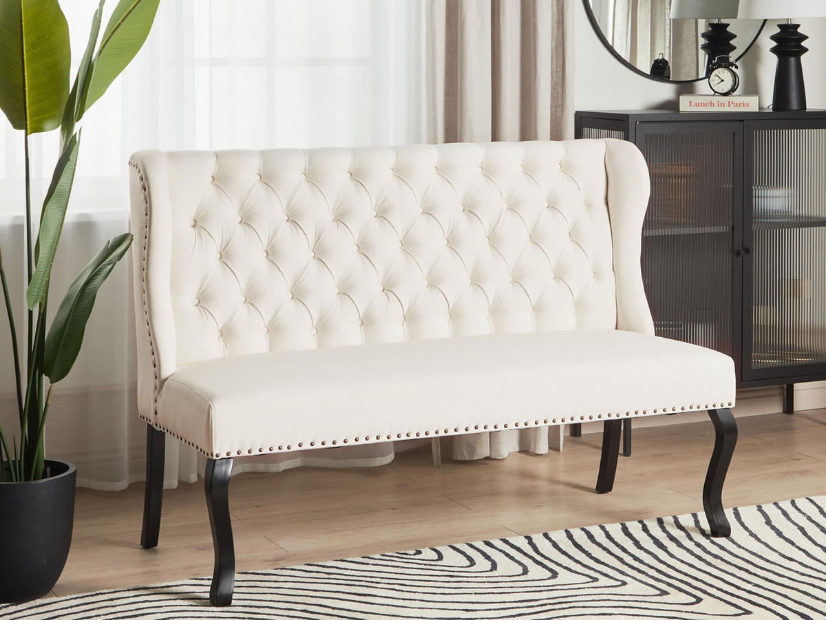 2-SITZER-KÜCHENSOFA creme Torsby - Schwarz/Weiß, Textil (154/106/63cm) - Beliani