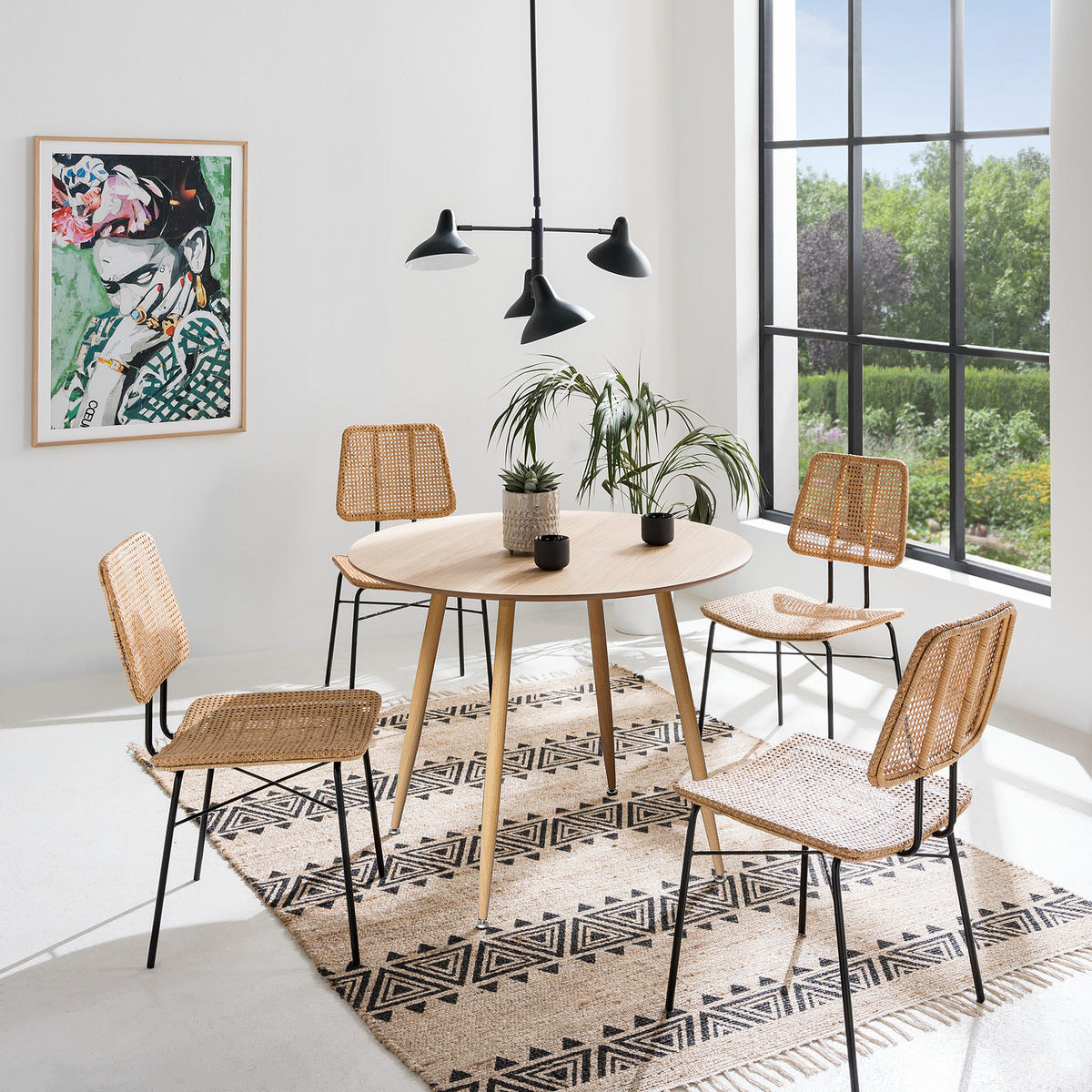 ESSTISCH - Eiche - Eichefarben, Holzwerkstoff/Metall (100/100/75cm) - home24