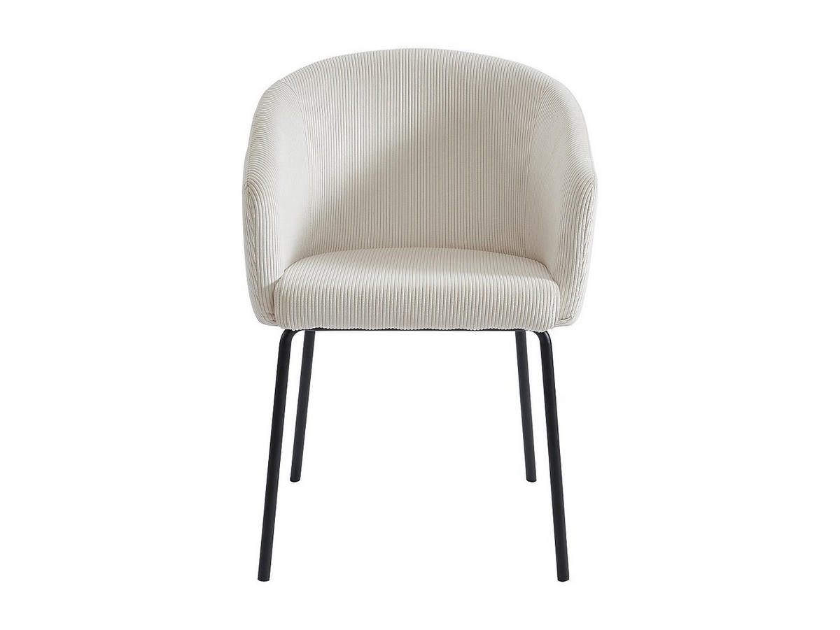 STUHL 2er-Set mit Armlehnen - Cord & Metall - Cremefarben - MORONI - Creme, Textil (58.5/79/56.5cm) - Pascal Morabito