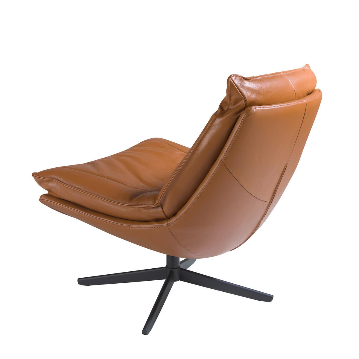 DREHSESSEL aus braunem Leder - Schwarz/Braun, Leder/Metall (75/87/90cm) - ANGEL CERDA