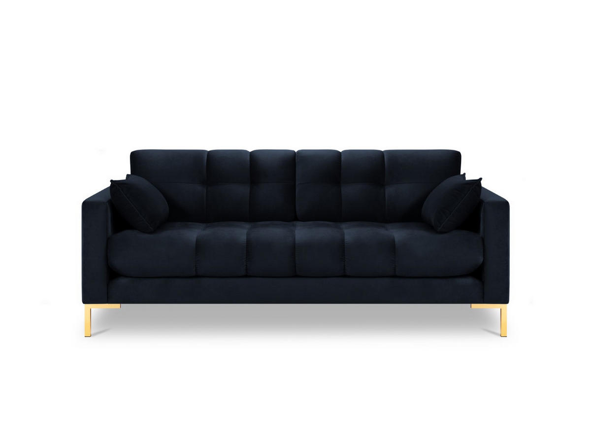 SOFA Mamaia aus Samt dunkelblau 3 Sitzplätze - Dunkelblau, Textil (92/75/177cm) - Micadoni