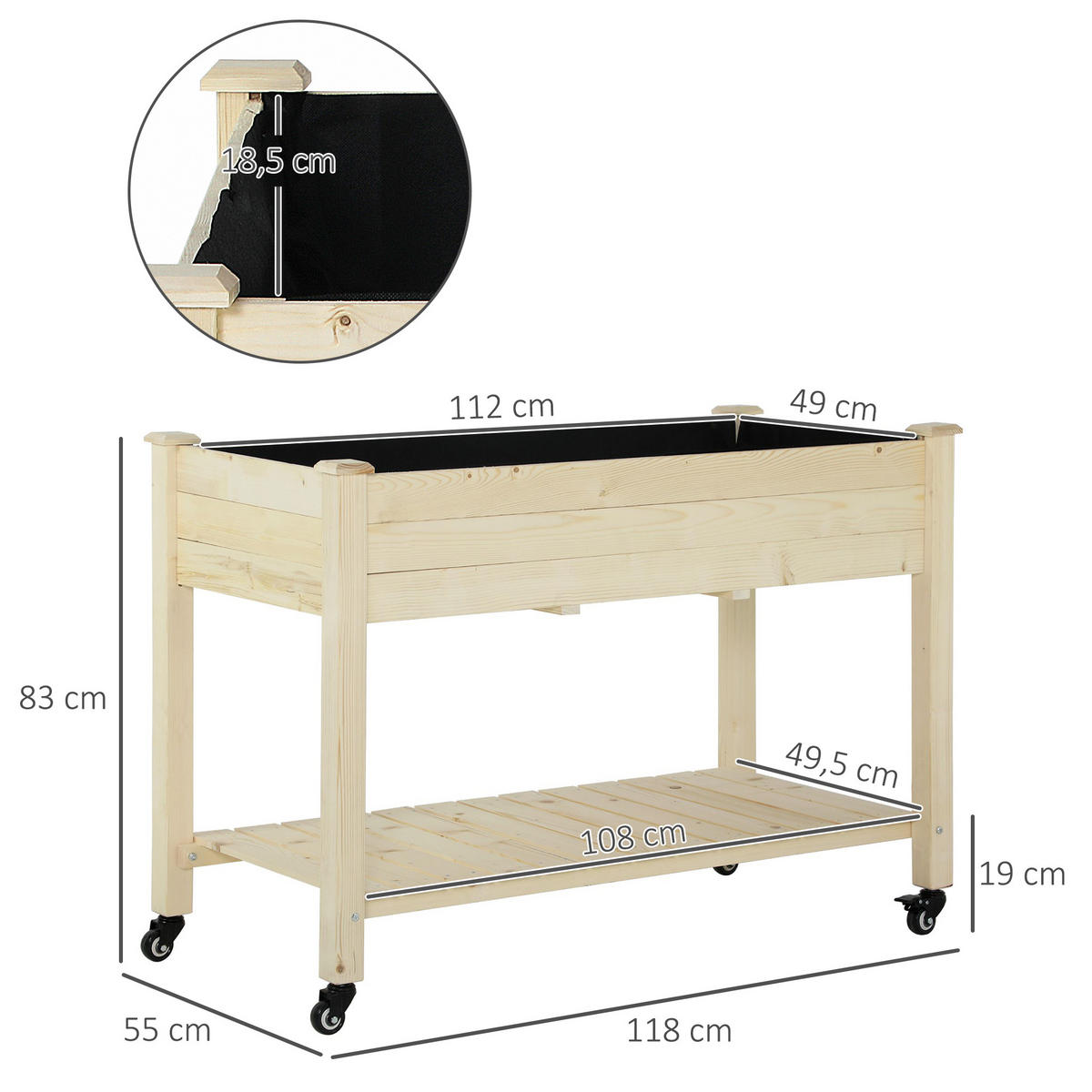 HOCHBEET DE-15967 mit integrierter Bewässerung Naturholz - Naturfarben, Holzwerkstoff (299.72/210.82/139.7cm) - ComfortXL
