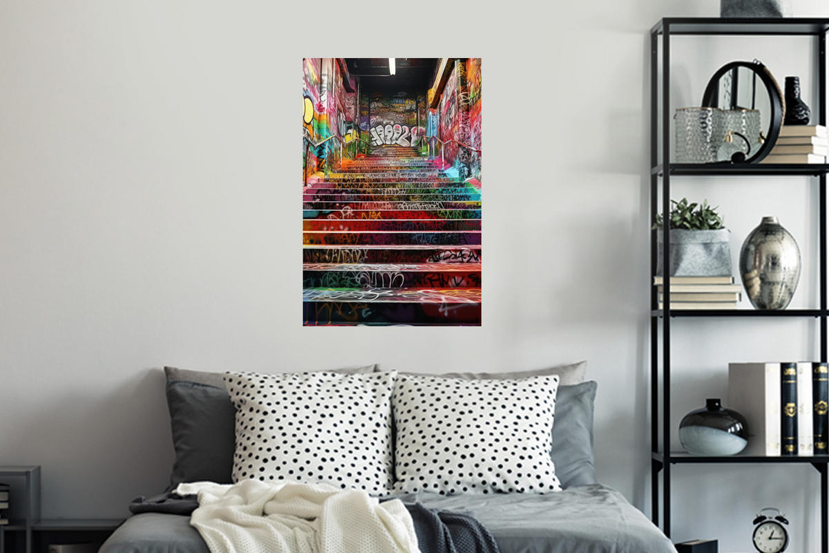 WANDTATTOO Treppe - Graffiti - Farben - Kunst 40x60 cm - Multicolor, Kunststoff (40/60/0.1cm) - MuchoWow