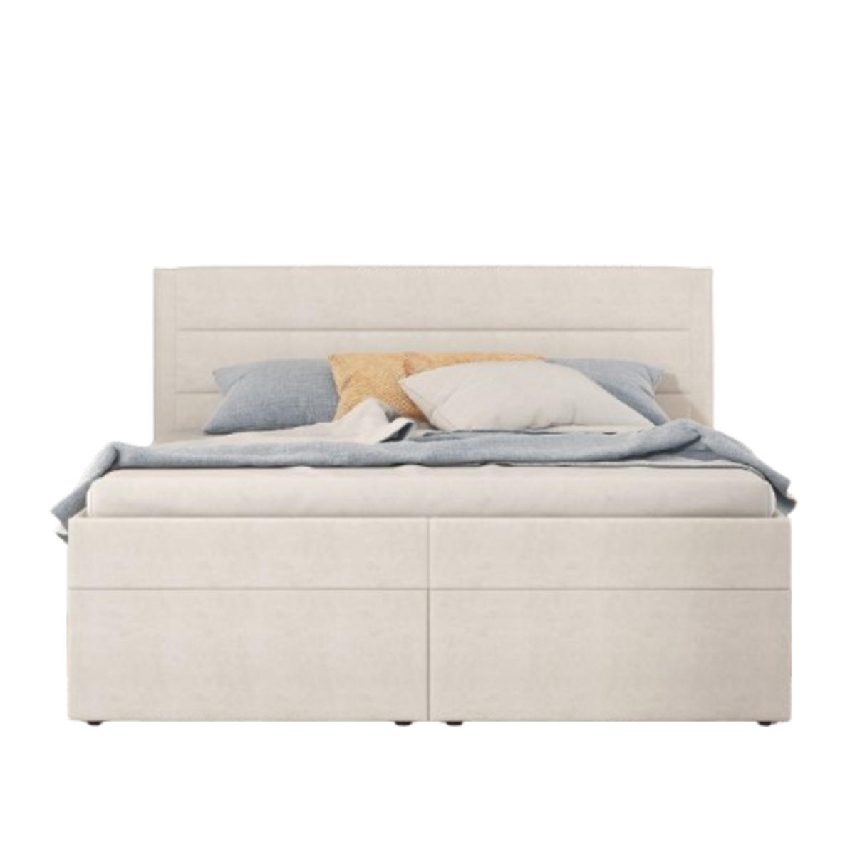 POLSTERBETT 140/200 cm Beige mit großem Stauraum und Lattenrost - Beige, Textil (140/200cm) - OKWISH