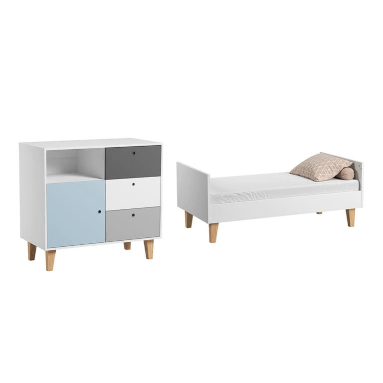 SOBA ZA BEBE 2-dijelni plavo - plava, drvni materijal (144.5/97/75cm) - Petits-meubles
