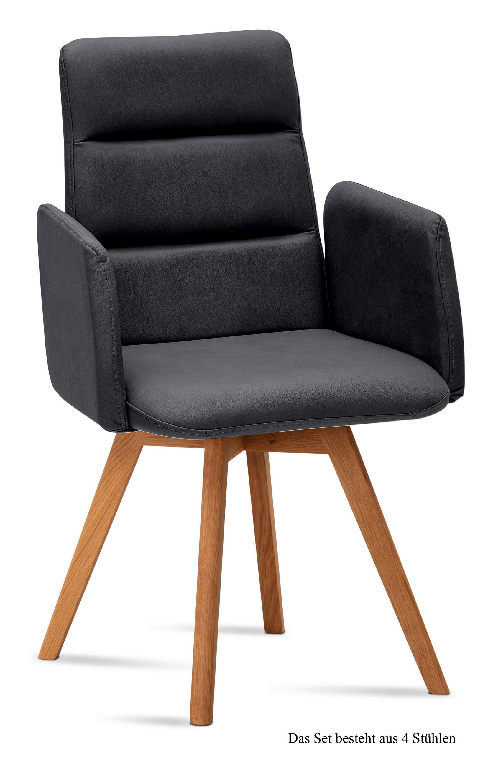 ARMLEHNSTUHL (4er-Set) Dobka 52x92x60 Eiche geölt/Anthrazit - Eichefarben/Anthrazit, Kunststoff (60/92/52cm) - 58aufmkessel
