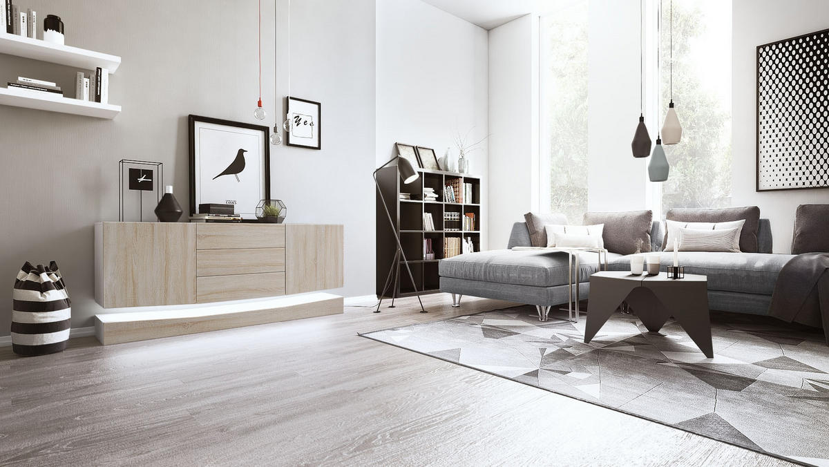 SIDEBOARD City Fronten in Eiche sägerau - Eiche San Remo, Holzwerkstoff (178/82/39cm) - Vladon