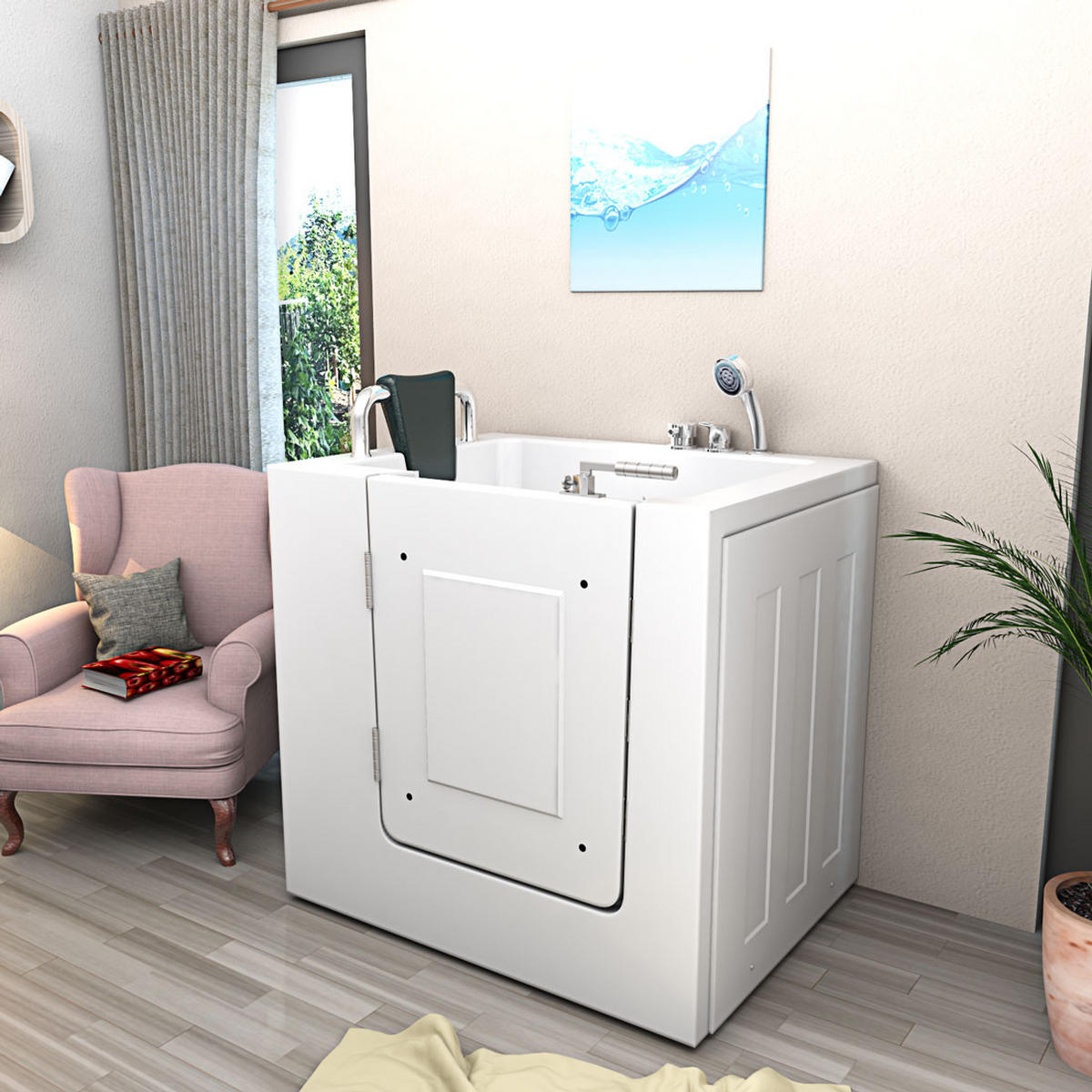 SENIOREN Badewanne mit Tür S02-B-L - Weiß, Glas/Kunststoff (78/113/100cm) - AcquaVapore by Sandra Jentho