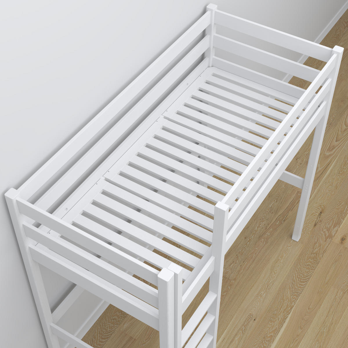 HOCHBETT N05 mit Schreibtisch Weiß 120/200 - Weiß, Naturmaterialien/Holz (120/200cm) - N-Wood