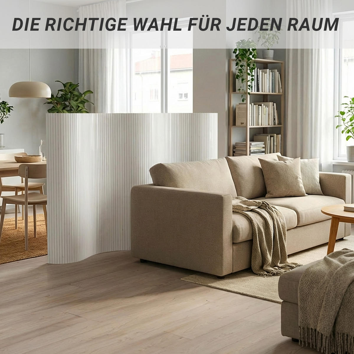 PARAVENT 250/145 cm Weiß Raumteiler Bambus - Weiß, Naturmaterialien (250/145/0.3cm) - Homestyle4u