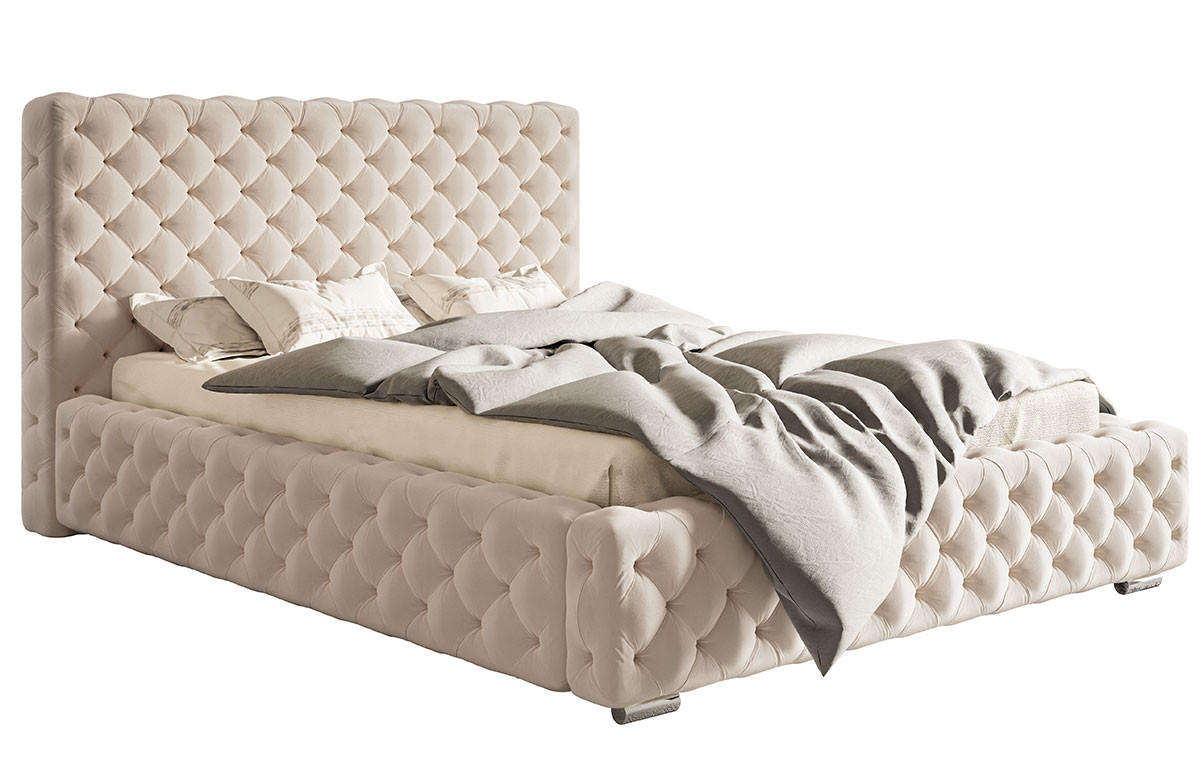 BETT Beige BEN 15 Gepolstert Mit Bettkasten 120x200 cm - Beige, Textil (120/200cm) - Sepro Meble