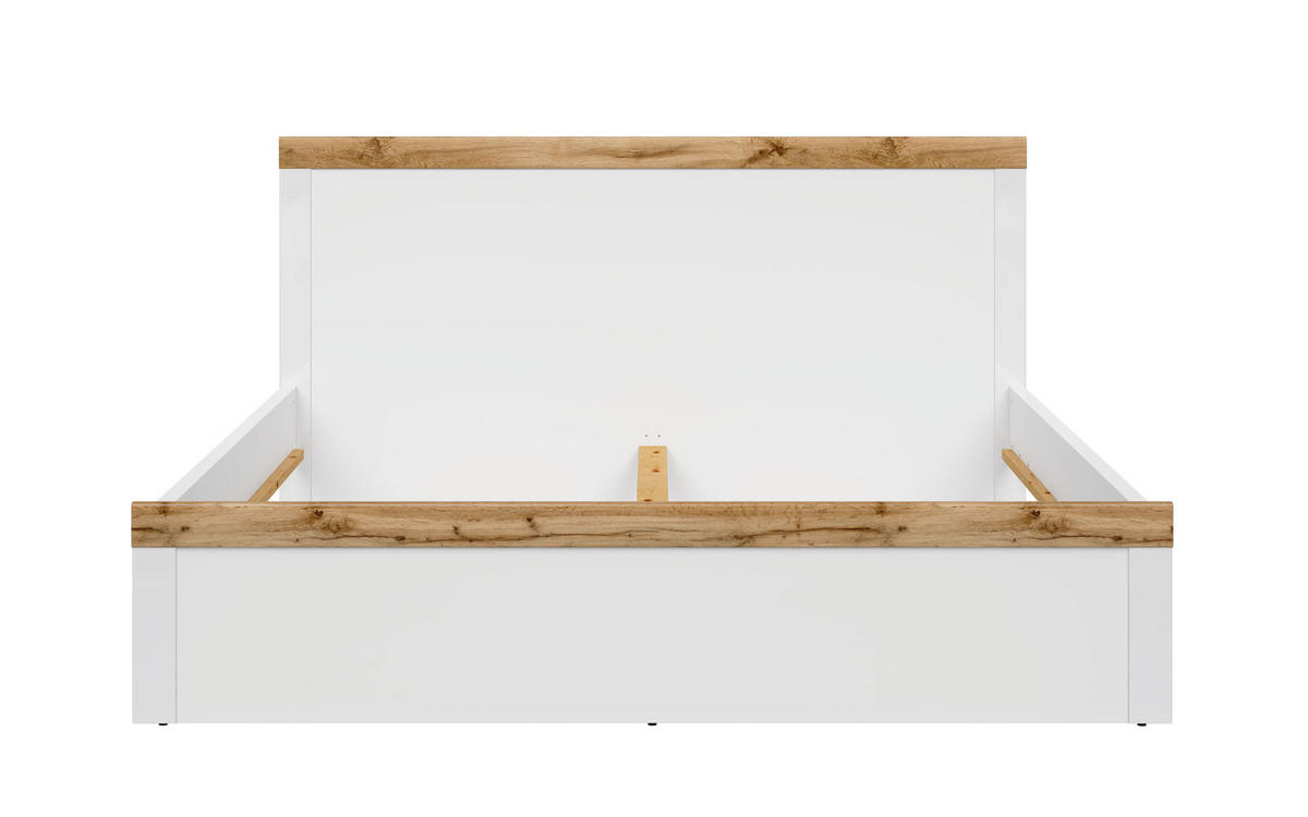 BETT Holten weiß / Eiche Wotan 189 / 200 / 100,5cm - Eichefarben/Weiß, Holz/Holzwerkstoff (180/200cm) - Feldmann-Wohnen
