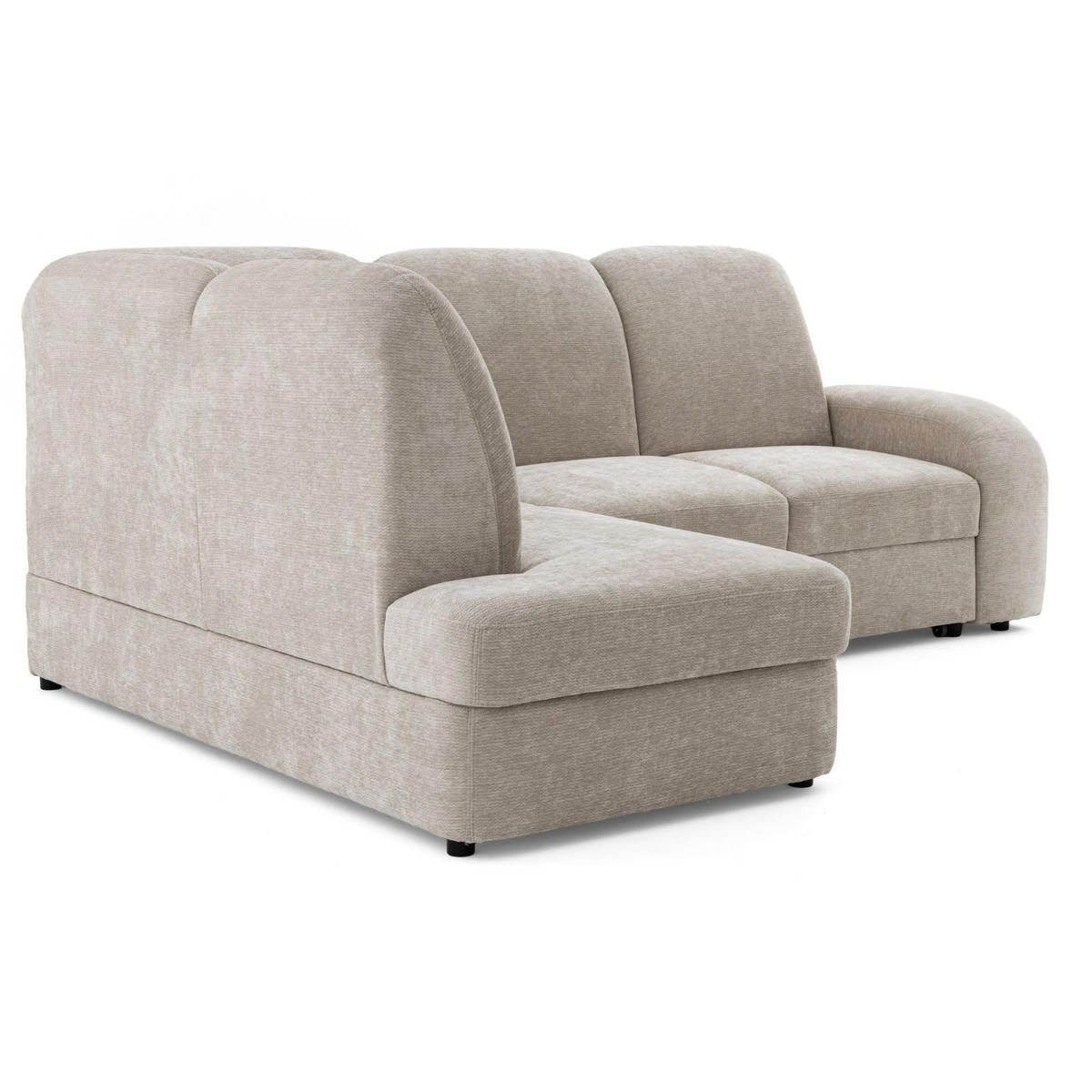 ECKSOFA VIBE L Links mit Schlaffunktion 129x205 Chenille Beige - Beige/Schwarz, Holz/Kunststoff (186/250cm) - Muffo