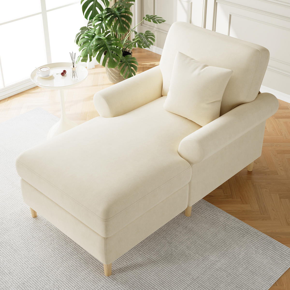 SCHLAFSESSEL 133/87/90 cm mit Liegefläche 87/133 cm, manuell verstellbar - Beige, Textil (87/90/133cm) - BEAOK