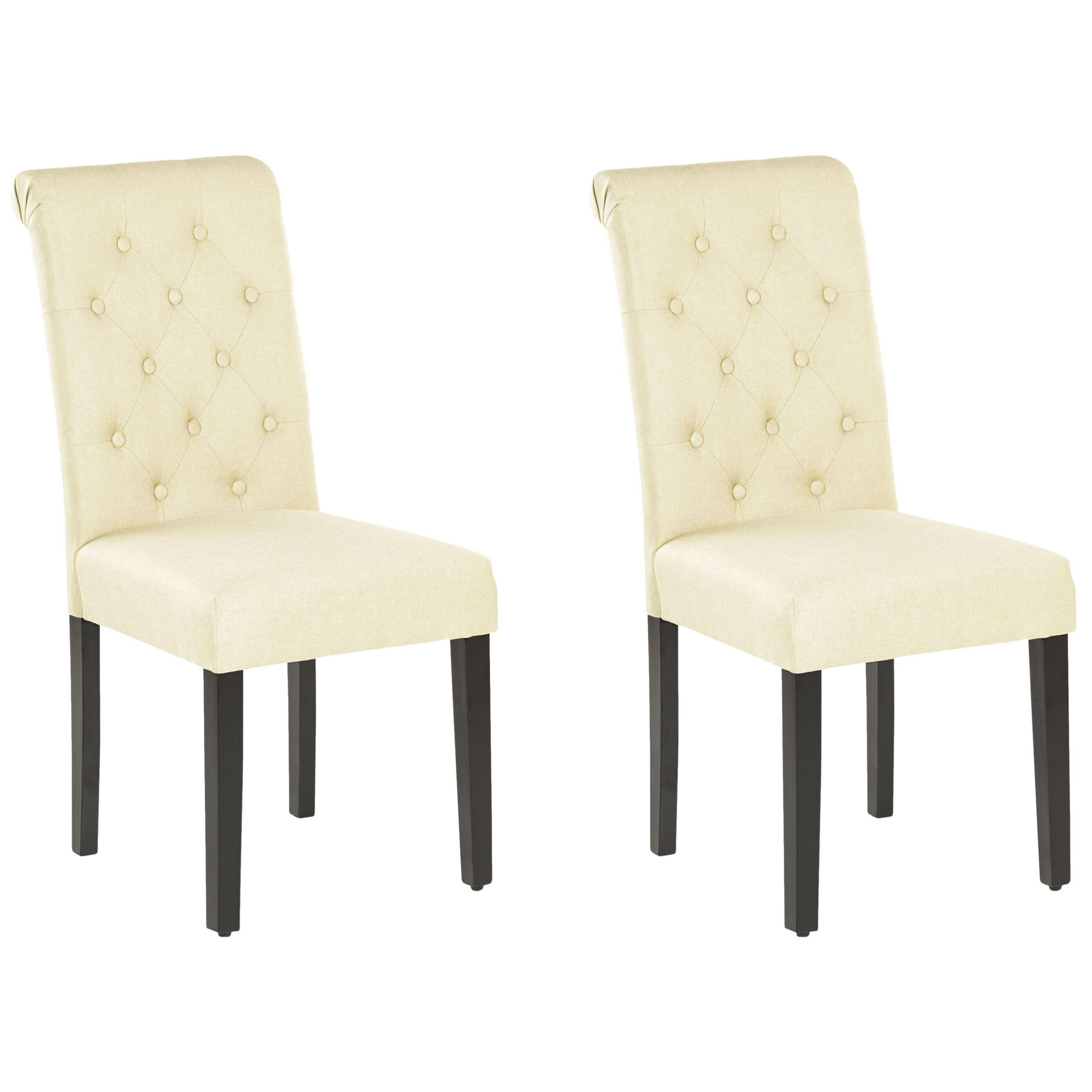 STUHL 2er-Set Polsterbezug Beige Velva - Beige/Schwarz, Holz/Textil (46/98/48cm) - Beliani