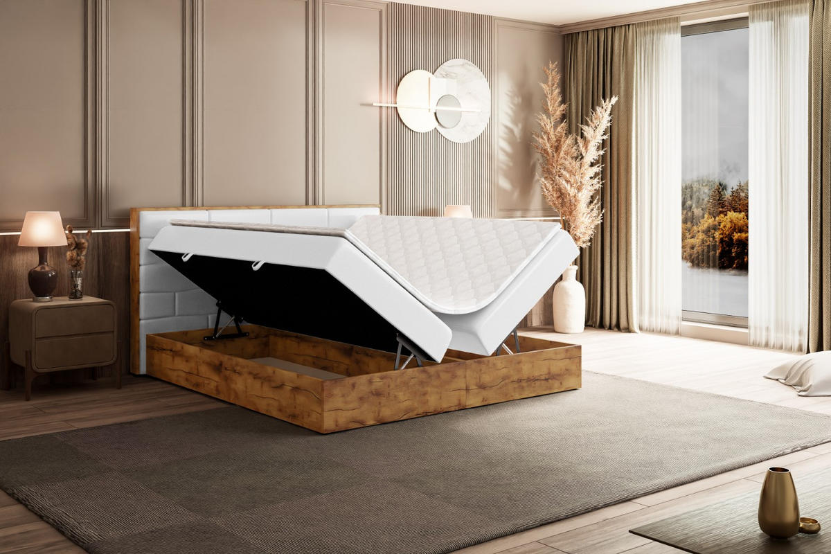 BOXBETT mit Matratze H4 und Lattenrost - LOLLI8 - 120x200 - Weiß Hochglanz - Weiß, Holzwerkstoff/Kunststoff (120/200cm) - ALTDECOR