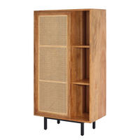 MASSIVES HIGHBOARD - 80 cm - Mango massiv / Wiener Geflecht - Mango / Beige - Braun, Naturmaterialien/Holz (80/150/40cm) - home24