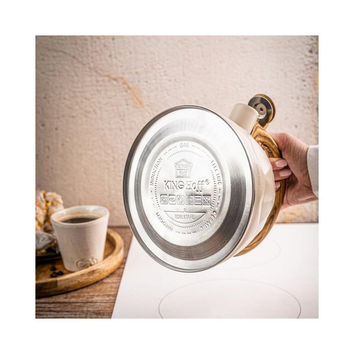 WASSERKESSEL Beige 20.5/18.5/22 cm 64460 - Beige, Metall (20.5cm) - Kinghoff 