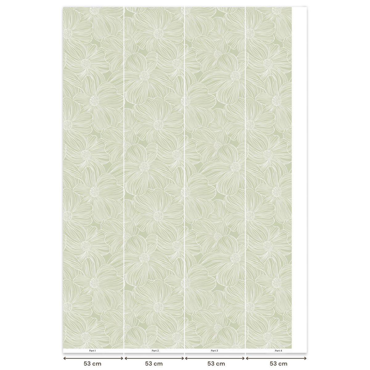 TAPETE - Gelassenheit - Blumen - Grün - 200x300 cm - Salbeigrün, Papier (200/300cm) - OnlyWow