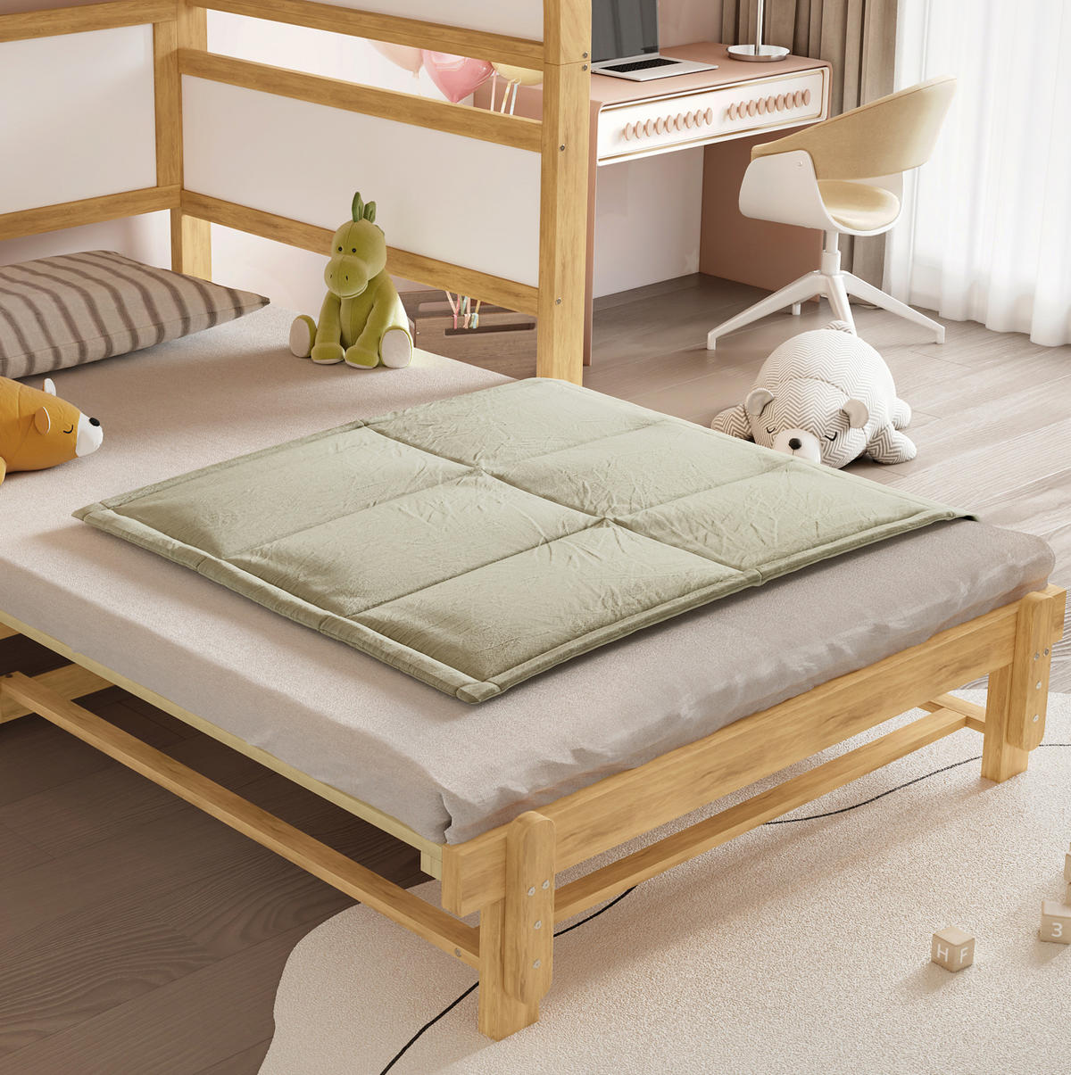 KINDERBETT 140/200 cm mit Ausziehbett, gewölbtem Dach und Ablagefläche, Weiß/Natur - Weiß, Holzwerkstoff (140/200cm) - Redom