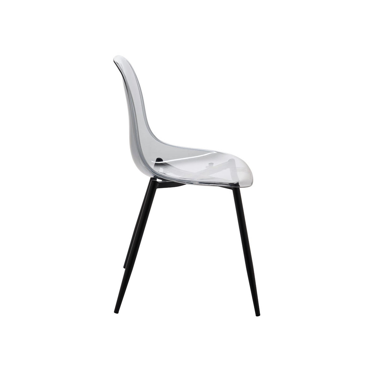 STUHL-SET 6 Stück Plastik Grau 53 x 46 x 81 cm - Schwarz, Metall (53/81/45.5cm) - DMORA