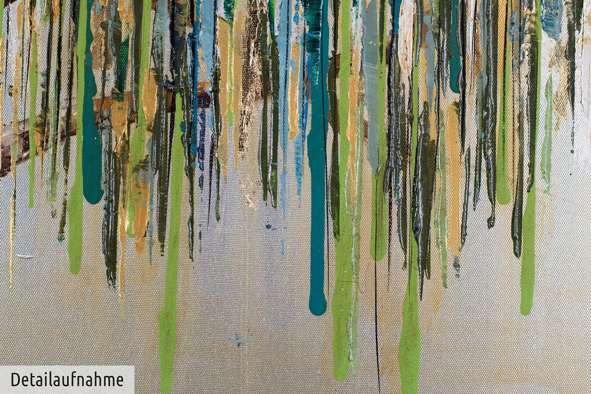 ACRYLBILD HANDGEMALT 80/80 cm - Grün, Holz/Textil (1.6/80cm) - KUNSTLOFT