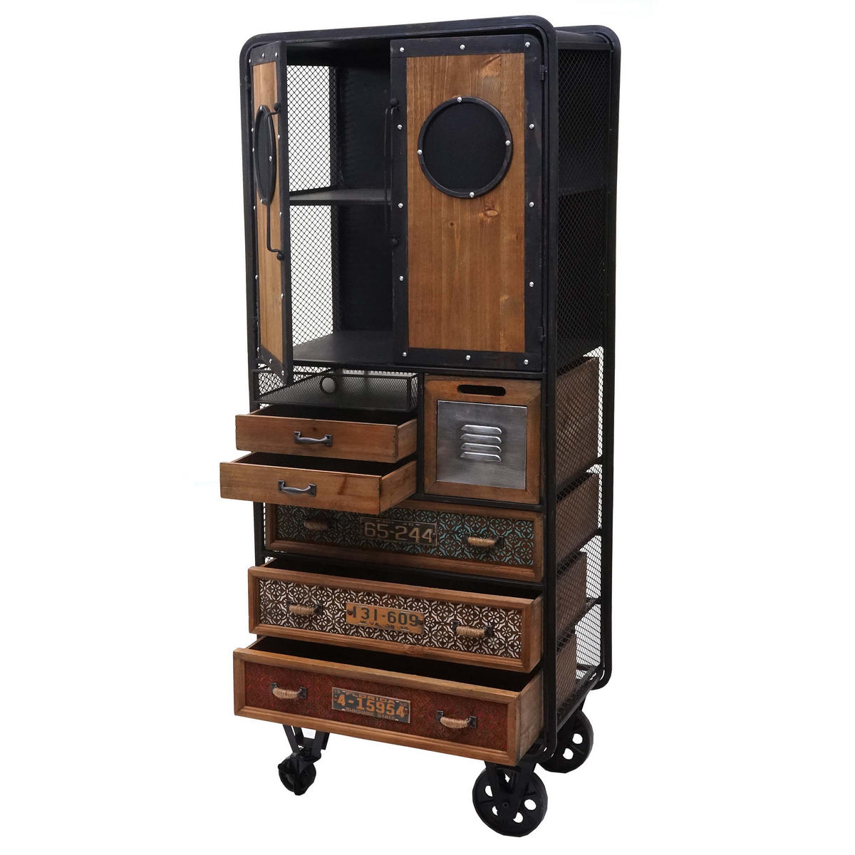 APOTHEKER-SCHRANK Schwarz - Schwarz, Holz (60/146/35cm) - MCW