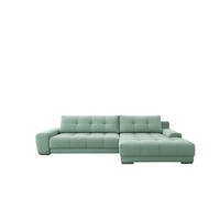 ECKSOFA WAVE Mit Schlaffunktion, Stoff SORO, Mintz Rechts - Mintgrün, Holz (281/105cm) - Kaiser Möbel