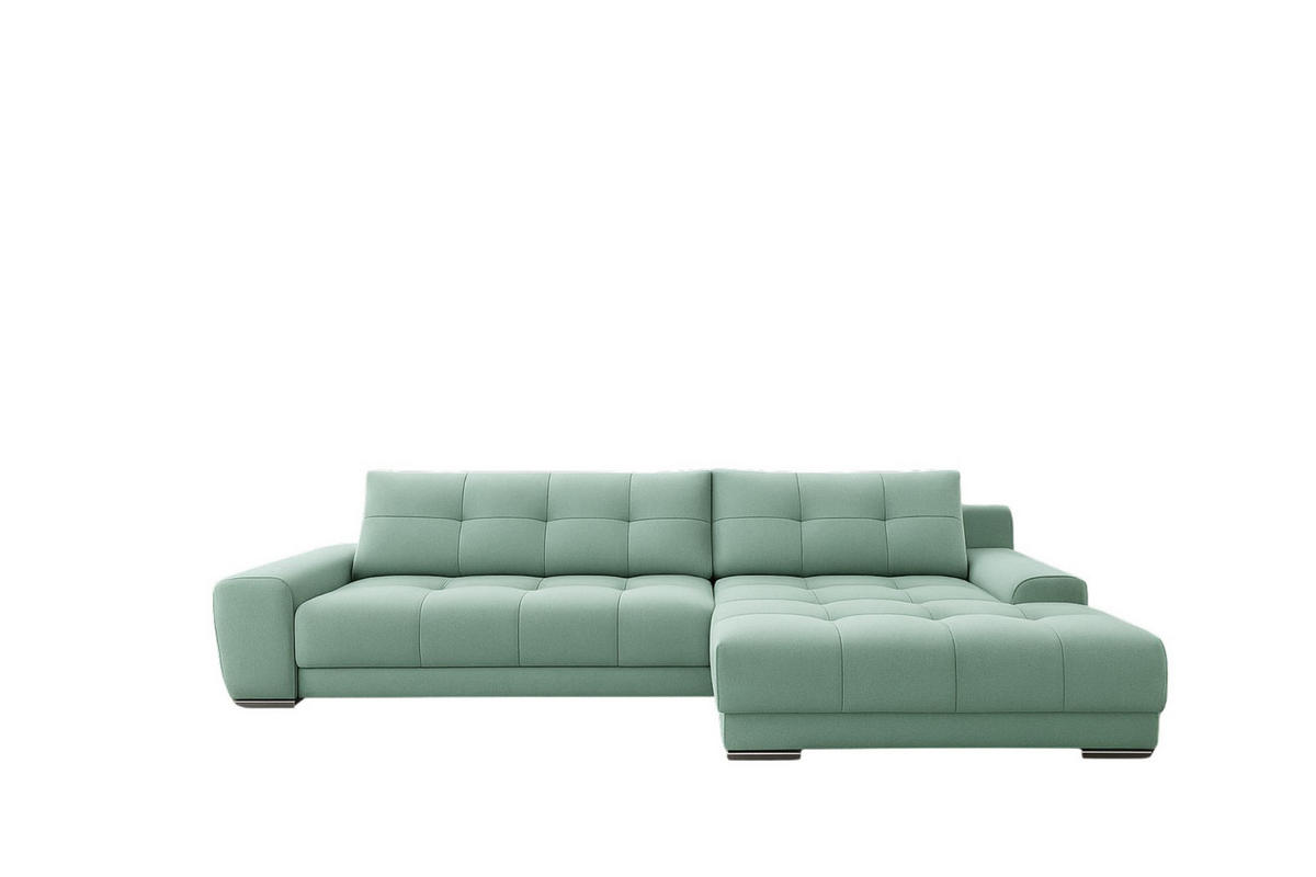 ECKSOFA WAVE Mit Schlaffunktion, Stoff SORO, Mintz Rechts - Mintgrün, Holz (281/105cm) - Kaiser Möbel