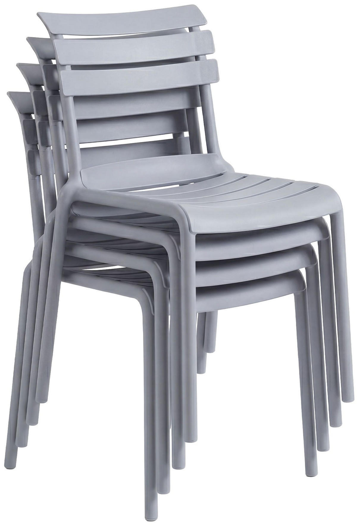 GARTENMÖBEL-SET Klara 4 Stühle 190x190x82cm Kunststoff Grau Balkonset - Grau, Kunststoff - DELUKE