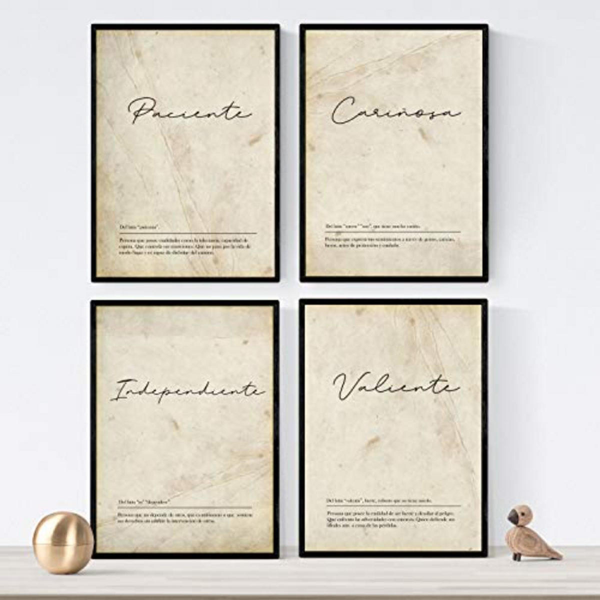 POSTER Set mit 4 Wortdefinitionen für Paare Mädchen Nordic Weißen A3 Rahmenlos - Klar, Papier (29.7/3cm) - Nacnic