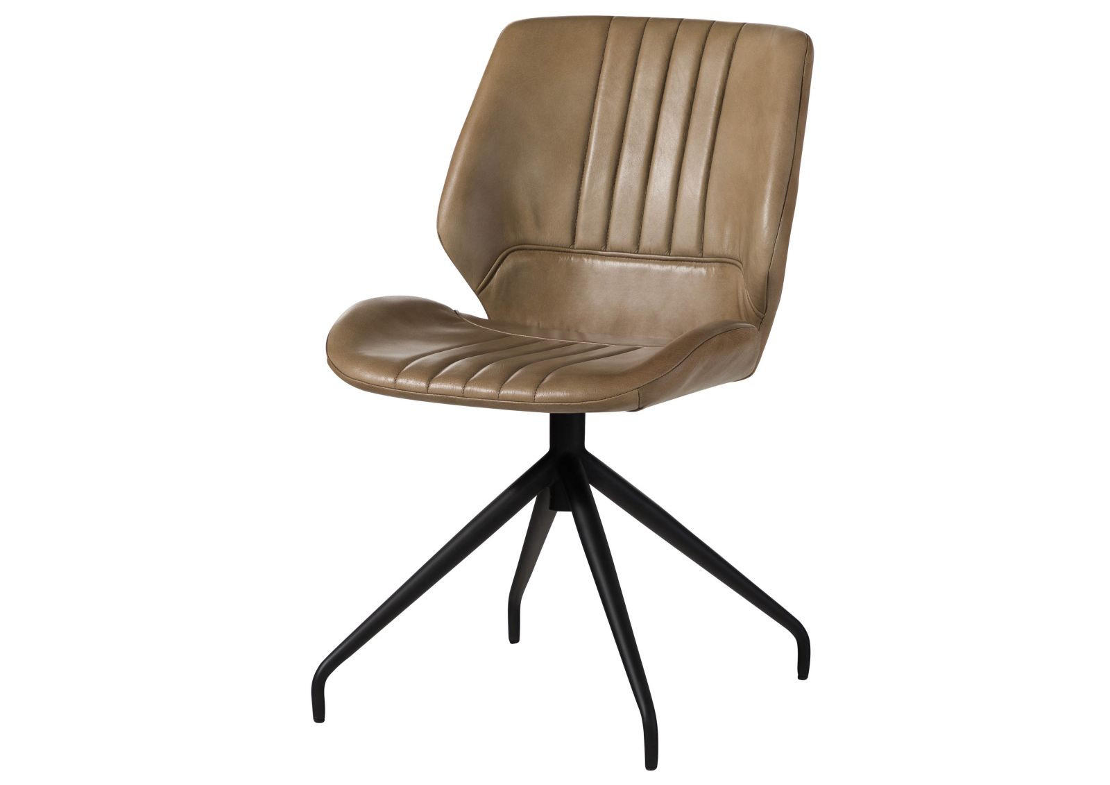 STUHL Echtleder (Büffel) 51 x 61 x 84 cm beige IRON LABEL #611 - Beige, Leder (51/84/61cm) - Massivmoebel24