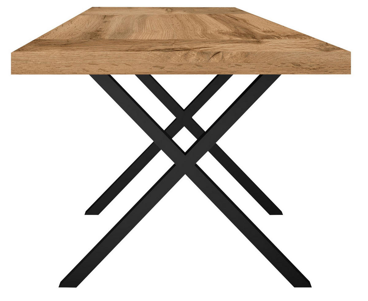 ESSTISCH Elgin 4 210-310x80x100 Holzwerkstoff Schwarz/Wotan Eiche - Eiche Wotan/Schwarz, Holzwerkstoff (210/100/80cm) - 58aufmkessel