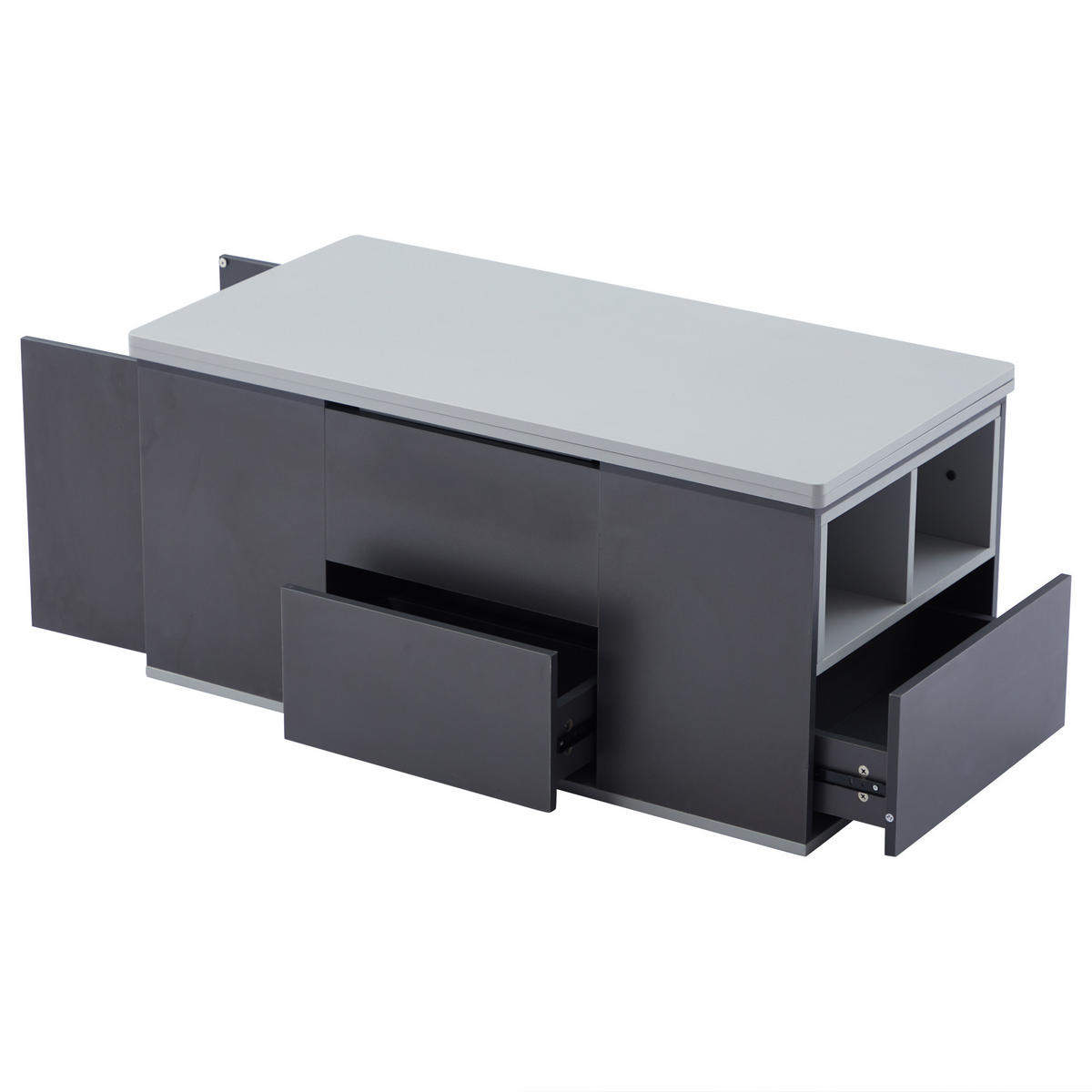 COUCHTISCH 100/51/47 cm Grau höhenverstellbar mit Stauraum 2-in-1 aus Spanplatte - Grau, Holzwerkstoff (100/51/47cm) - OKWISH