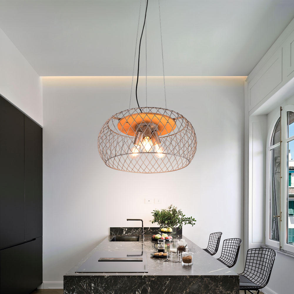 Thumbnail - Pendelleuchte, Silber, Holz, Rund, 50x150x50 cm, Lampen & Leuchten, Innenbeleuchtung, Hängelampen, Pendelleuchten