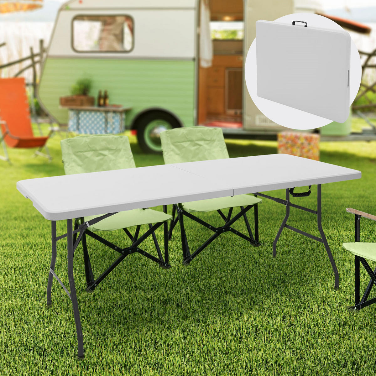 CAMPINGTISCH - Weiß, Kunststoff (180/74/74cm) - ML-DESIGN