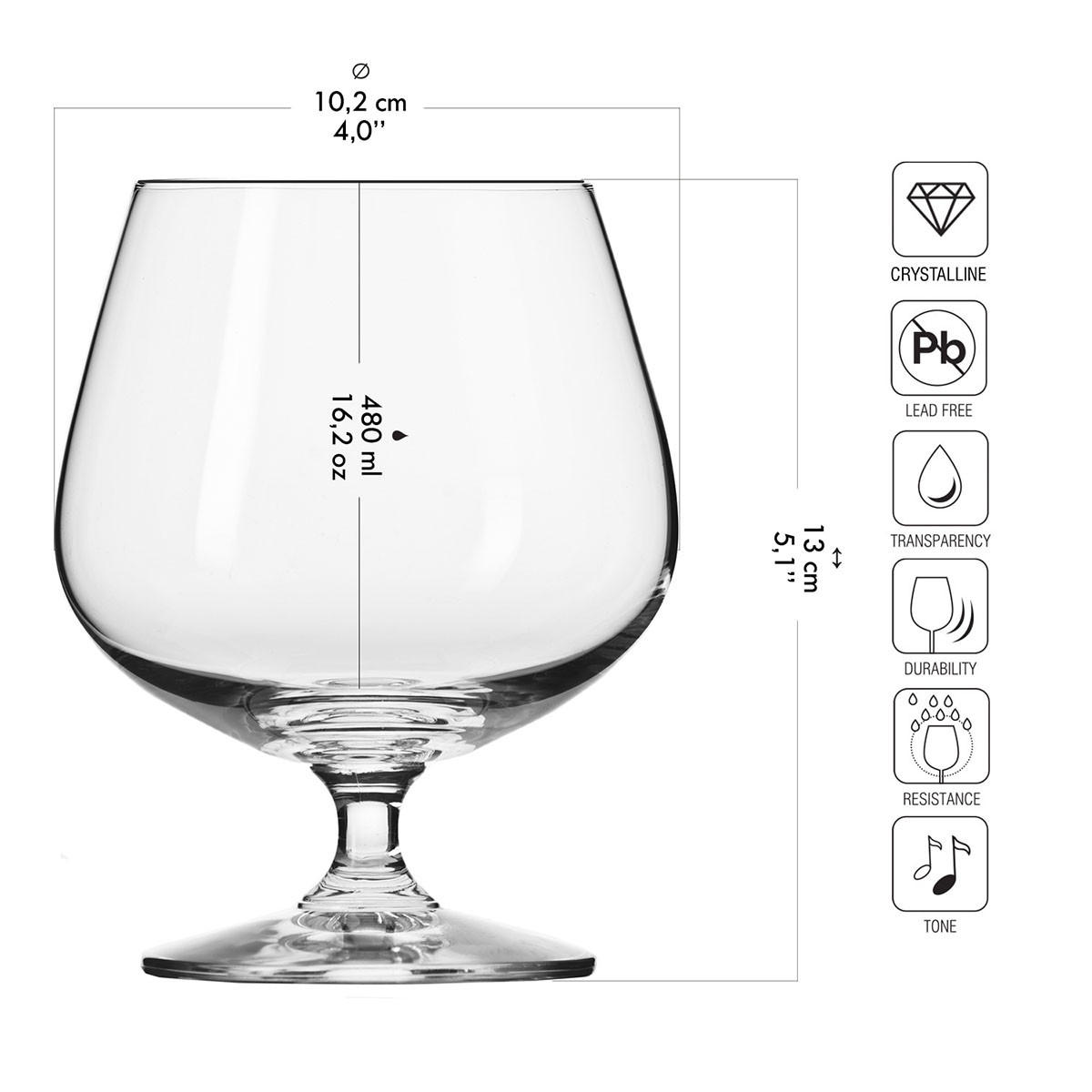 COGNACGLÄSER, 6er-Set, 510 ml - Transparent, Glas - Krosno Glass