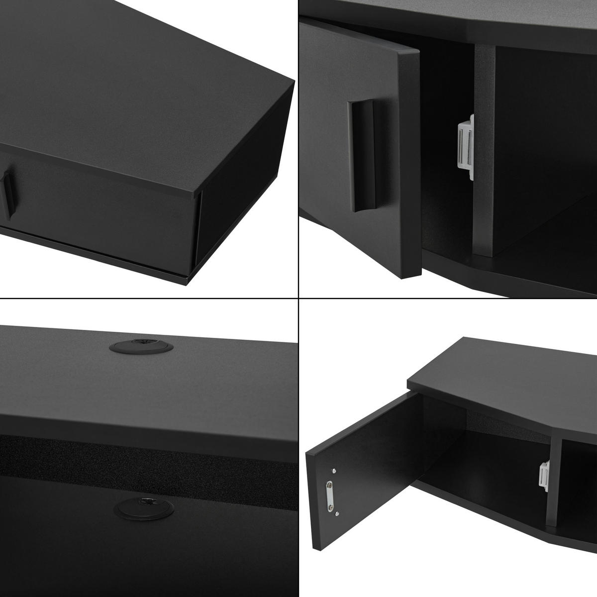 TV-WANDREGAL Tørring - Schwarz, Holzwerkstoff (110/17.5/30cm) - [en.casa]