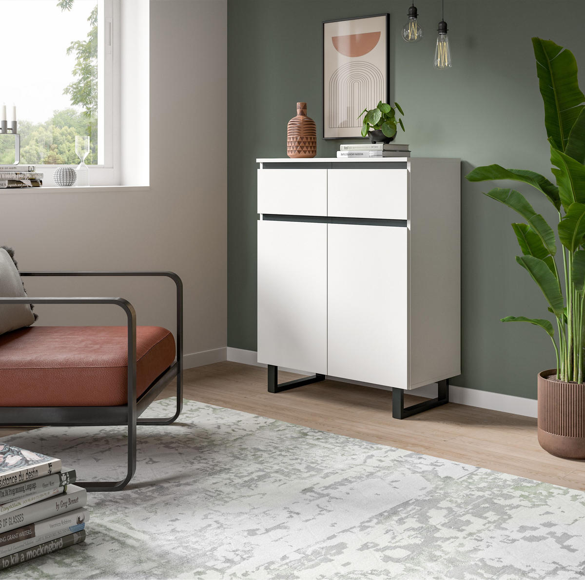 KOMMODE TOMASA (B/H/T: ca. 80/99/36 cm) in weiß/weiß - Weiß, Holzwerkstoff (80/99/36cm)