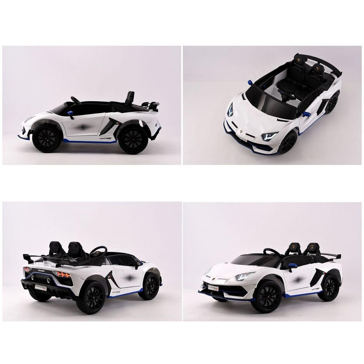 KINDER ELEKTROAUTO Lamborghini Aventador SVJ Xago weiß EVA-Reifen, Kunstledersitz, lizenziert, Zweisitzer, 12V 7Ah Akku - Weiß, Kunststoff (133/80/53cm) - Es-Toys