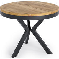 ESSTISCH Velma runder ausziehbarer, Craft Eiche 100-140/100/76 cm - Eiche Wotan/Schwarz, Holzwerkstoff/Metall (100/100/76cm) - WFL GROUP
