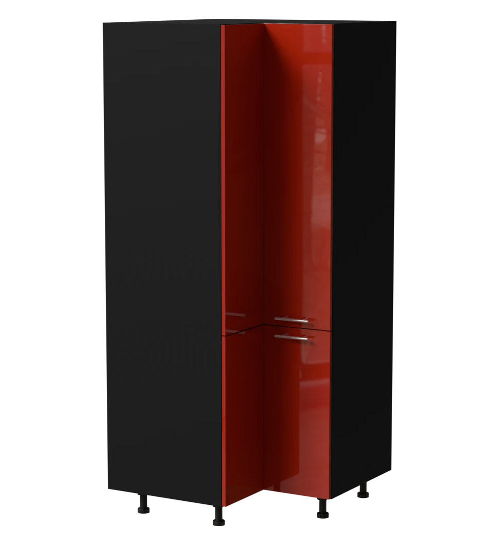 Feldmann-Wohnen Eckvorratsschrank Rot, Schwarz 90x207x90 cm