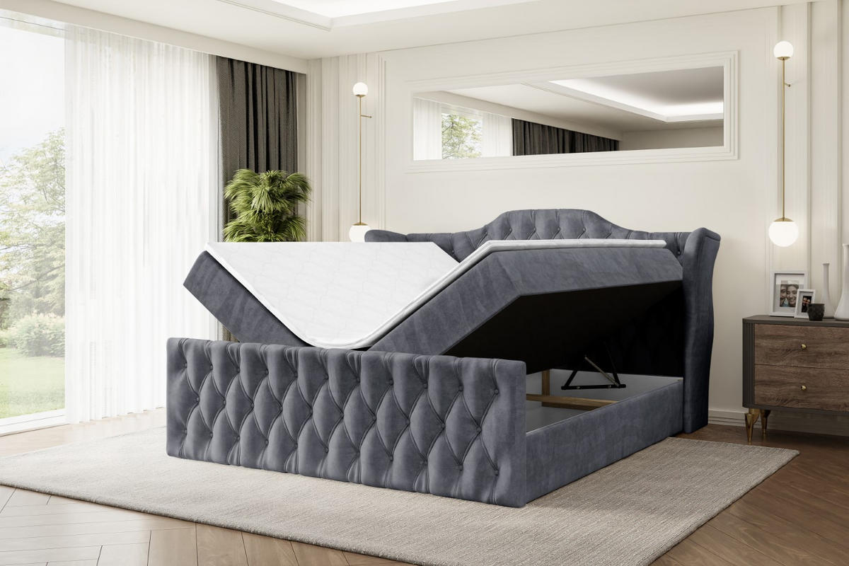 BOXBETT VILA-Z - 180x200 cm - H4 - Dunkelgrau - Dunkelgrau, Holzwerkstoff (180/200cm) - ALTDECOR