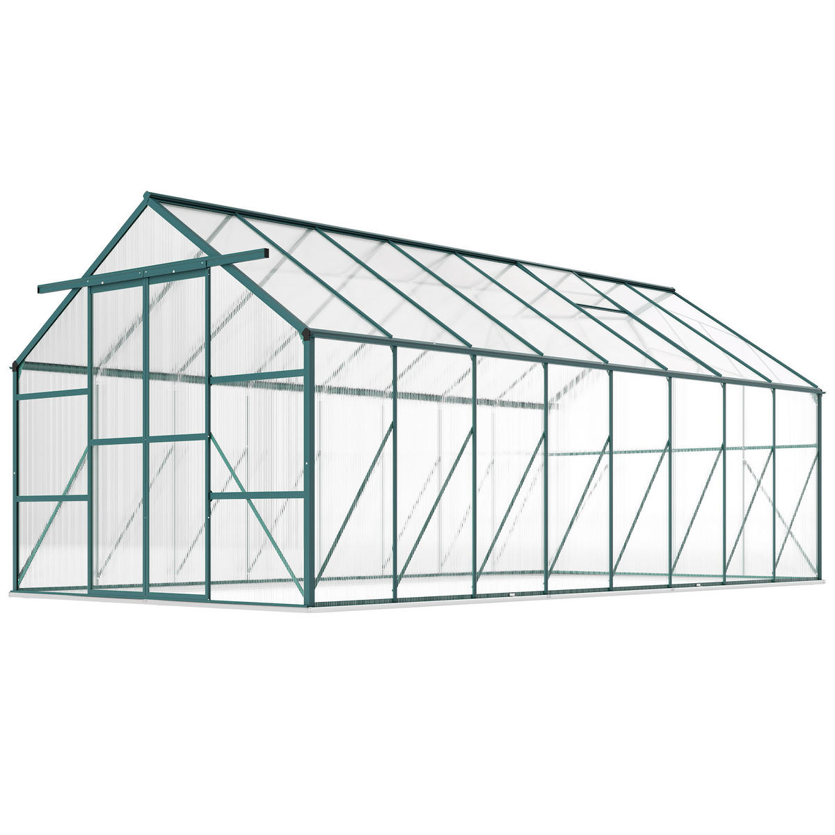 GEWÄCHSHAUS, Polycarbonat, Metall/Aluminium, UV-beständig, 244x500x216cm, Grün - Multicolor, Kunststoff (244/216/500cm) - FORIOUS