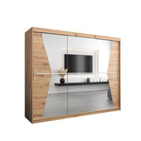 SCHWEBETÜRENSCHRANK 200/250/62 3-türig - Silberfarben/Eiche Artisan, Holz/Kunststoff (250/200/62cm) - Abiks Möbel