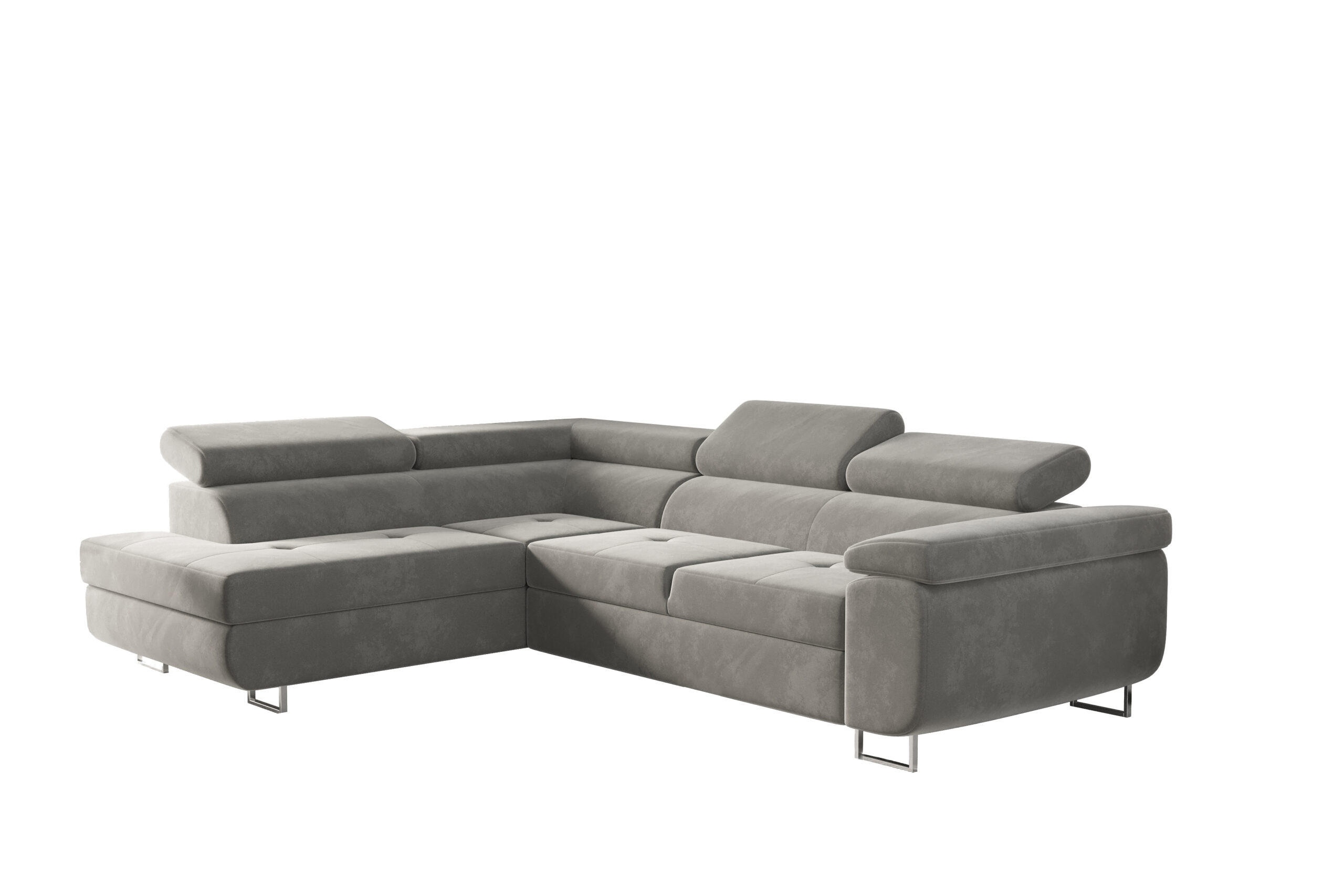 ECKSOFA mit Schlaffunktion und Bettkasten ATOM Hellgrau Links - Hellgrau, Holz/Textil (202/275cm) - Kaiser Möbel