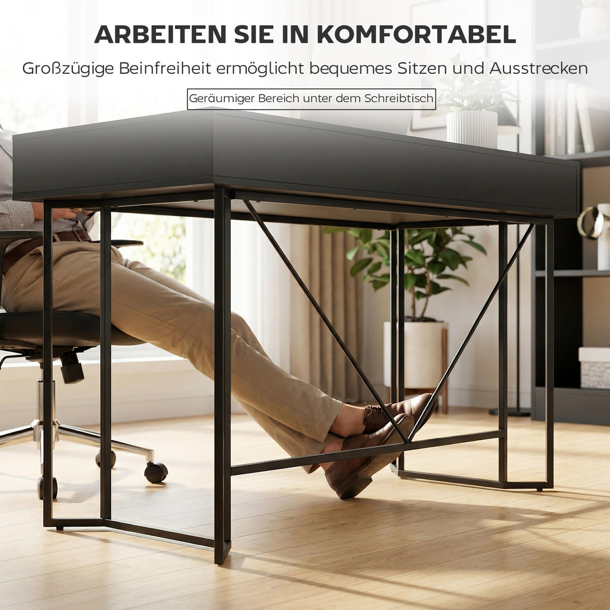 BÜROTISCH Schwarz 1 Stück - Schwarz, Holzwerkstoff (60/120/77cm) - GiPP