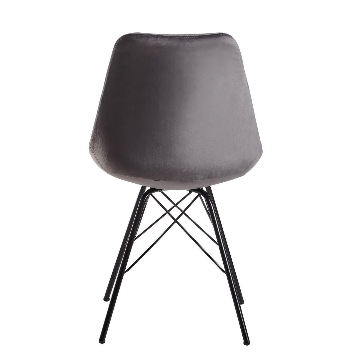 ESSZIMMERSTUHL 2er Set mit Metallgestell Skandinavisch gepolstert, Grau-Schwarz 58x48x86 cm - Schwarz/Grau, Textil/Metall (58/86/48cm) - KADIMA DESIGN