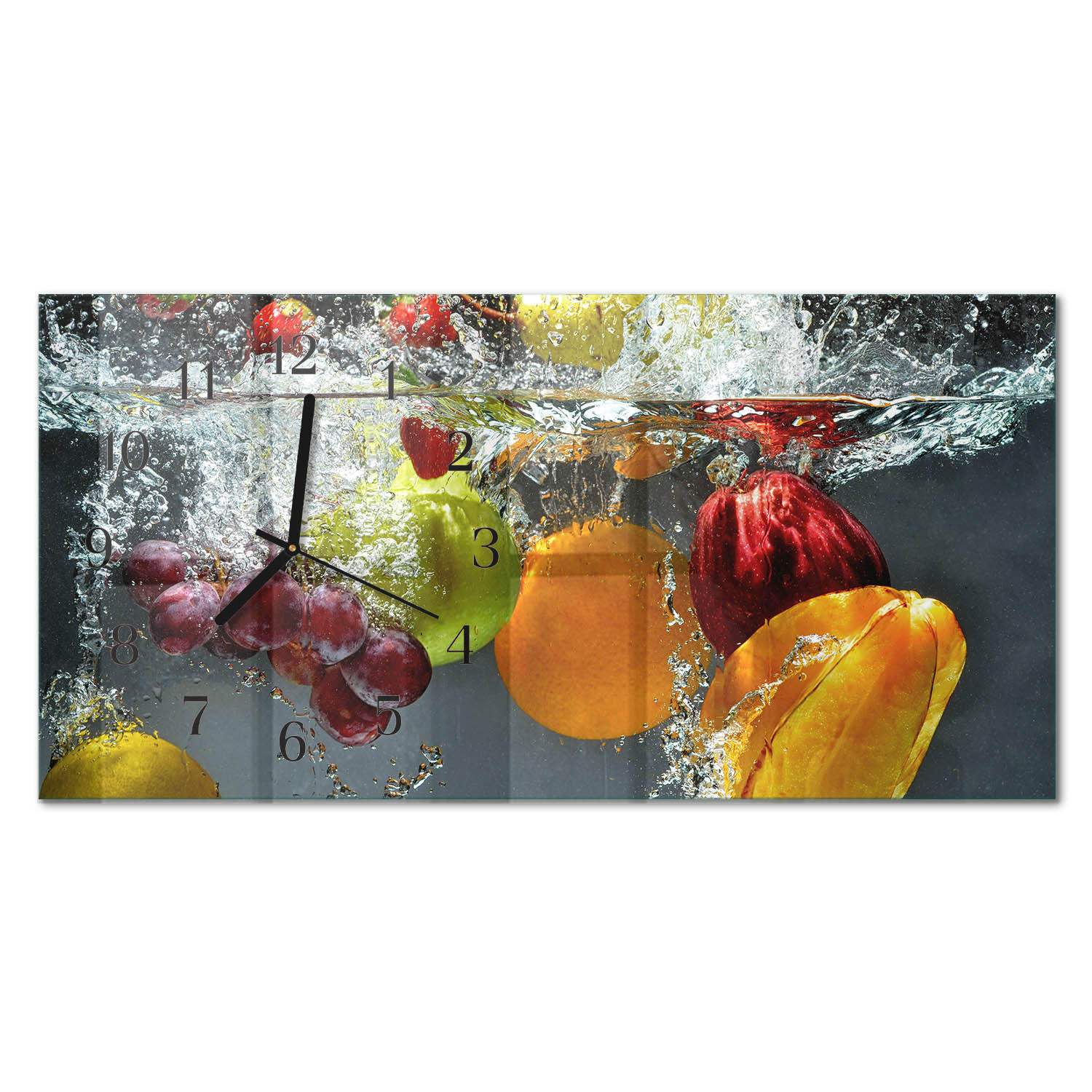 WANDUHR 60x30 cm - Mohn - Multicolor, Glas (60/30/0.4cm) - TULUP